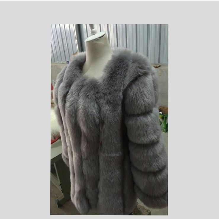 Women Warm Faux Fox Fur Coat Long Winter Fur Jacket Ladies Elegant Outerwear