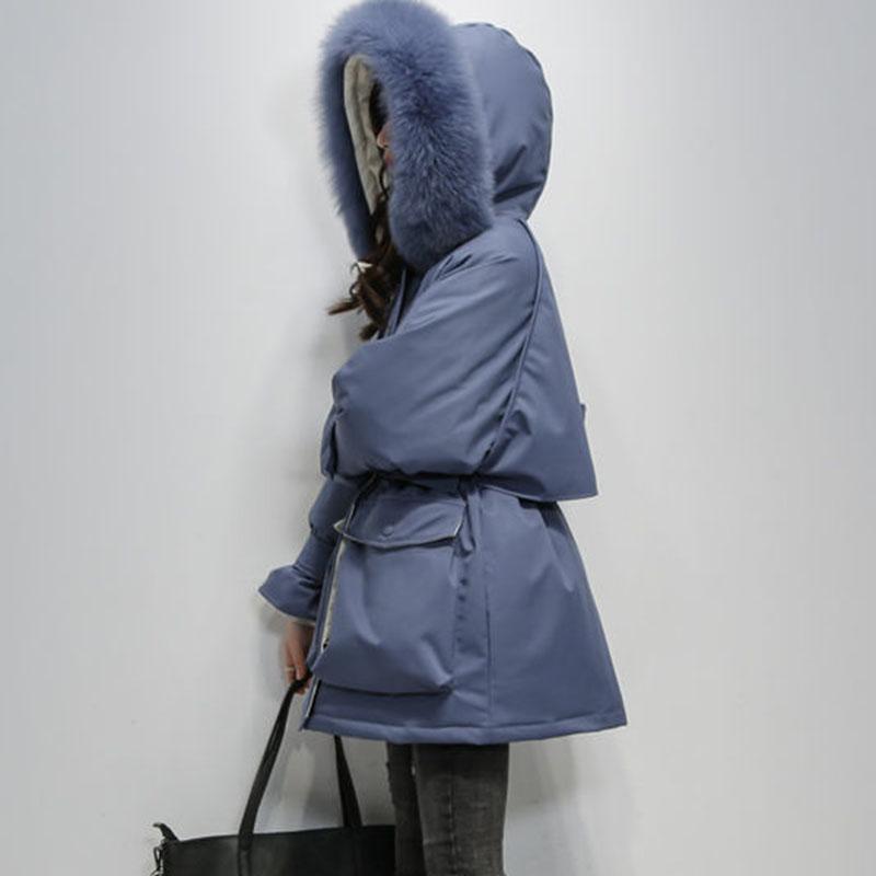 Parkas Women's Mid-length Korean Down Padded Jacket Women's Loose and Thick Large Fur Collar Padded Jacket