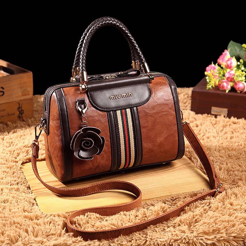 Leather HandBag Women Rose Flower Crossbody Shoulder Bags Totes