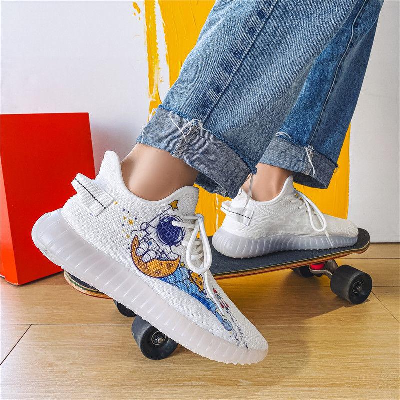 Sports Canvas Coconut Shoes Couple Korean Trend Breathable Net Shoes Summer Fly Woven Breathable Casual Sneakers
