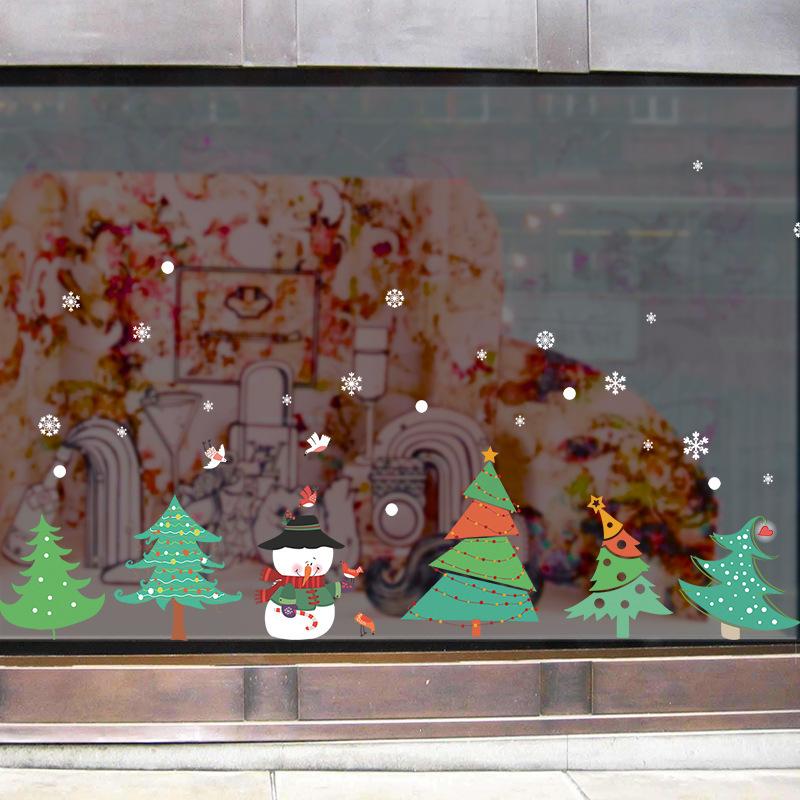 Happy Christmas tree wall stickers living room bedroom window glass door decorative wall stickers