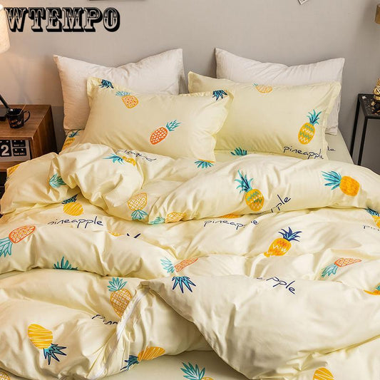 Cotton Grey Bedding Sets with Duvet Cover Bed Sheet Pillowcase Cute Stripe Bed Linen King Queen Twin Size
