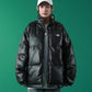 Women Winter Both Sides Wear PU Cotton Coats Large Size Stand Collar Loose Thickened Coats Solid Color Cotton Padded Jacket