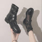 Women's Soft Leather and Mesh Martin Boots Summer Sandals All-match Back Zipper Flat Ankle Boots