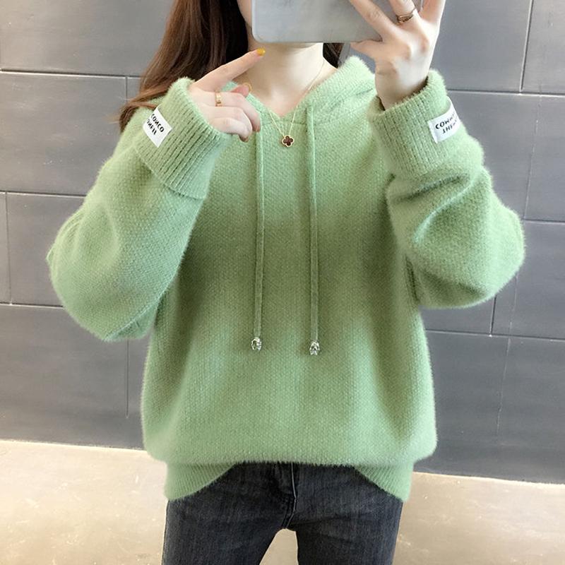 Winter Women's Sweater Hooded Knitted Cardigan Long Coat Knitted Jacket Large Size Long-sleeved long Sweater Outwear