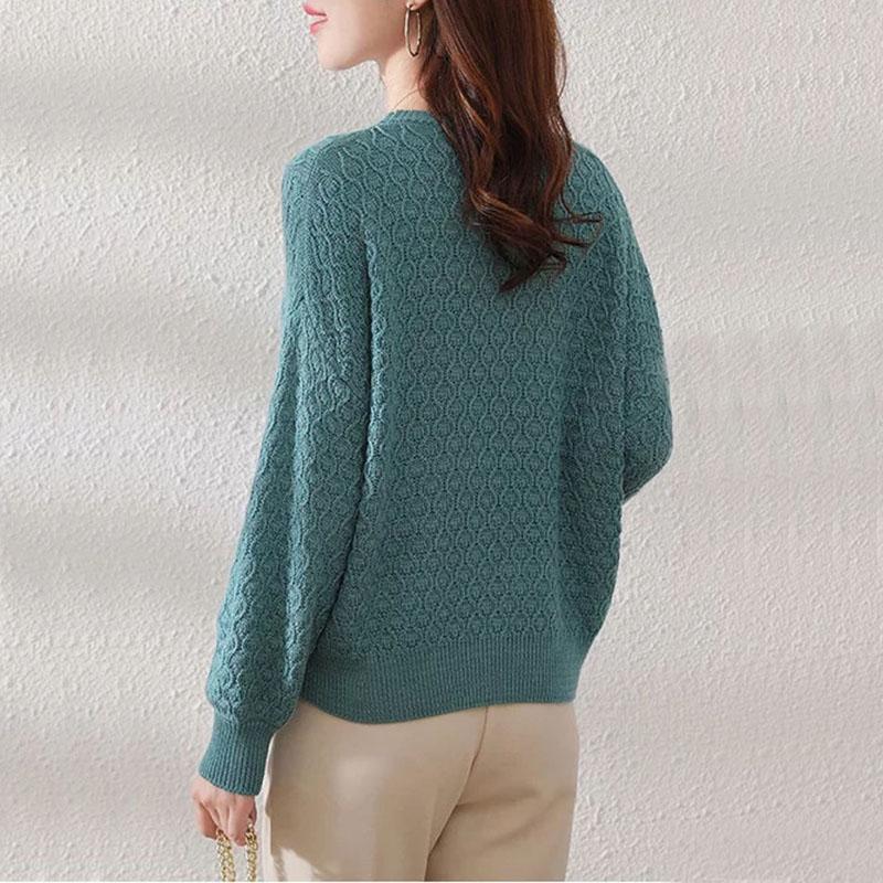 Sweater Women's Hollow Pullover Knitwear Korean Version of Solid Color Loose Top Trending Sweater Autumn and Winter Fluffy Top