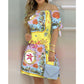 European and American Dress Women's Casual Fashion Home Gradient Color Straight Shoulder Dress