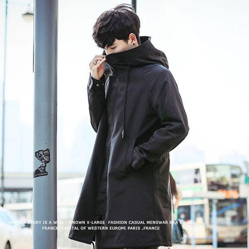 Spring and Autumn Men's Jacket Thin Loose Windbreaker Casual Mid-length Jacket Plus Fat Plus Size
