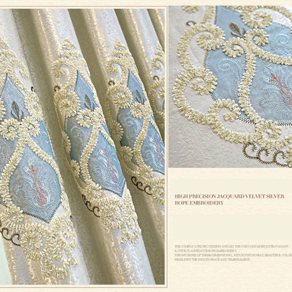 1/2pcs Luxury European-style Embroidered Thick Curtains for Living Room Balcony Bedroom Two-layer Blackout Curtain