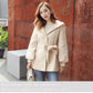 Winter Fashion Woolen Coat Spring Long Sleeve Loose Hooded Lace Jacket