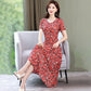 Women Elegant Floral Flower Pattern Dress Summer Casual V-neck Short Sleeve Ruffle Dress Boho Long Dresses Vestidos Femme