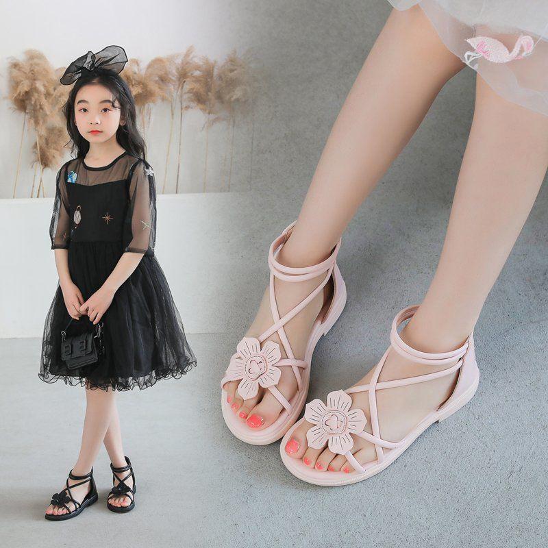 Girls' Roman Shoes  Summer Sandals  Princess Shoes  Korean Version  Children's Soft-soled Open-toed Beach Shoes