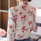 Women's Spring Autumn Chiffon Long Sleeve Top Tie Bow Print Shirt