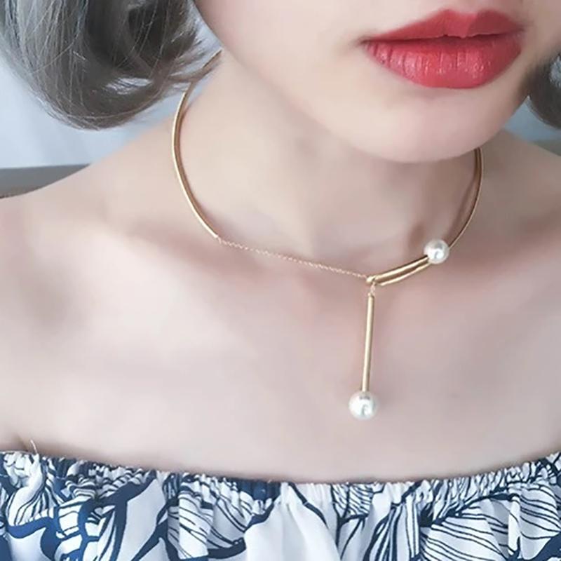 Pearl Necklace Pendant Clavicle Collar Neck Chain Jewelry Chokers for Girl Gold Choker Personalized Chain Necklaces Pendant Necklaces Women's Gifts