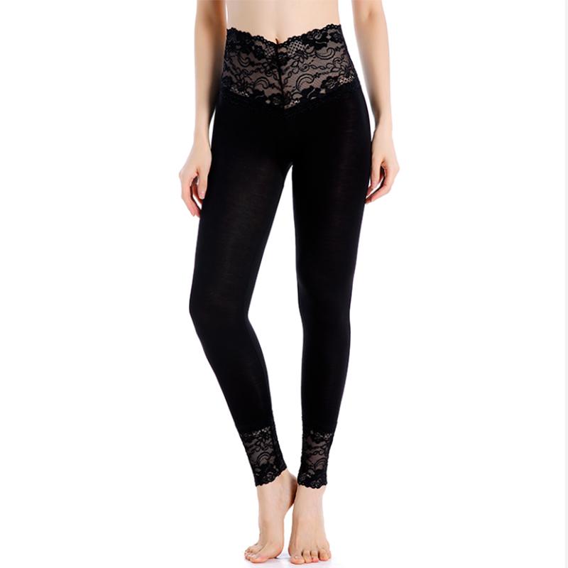 Long Johns Ladies Thin Inner Wear Tight-fitting High-waist Lace Trousers Sexy Stretch Slim-fitting Leggings Spring and Autumn Underpants