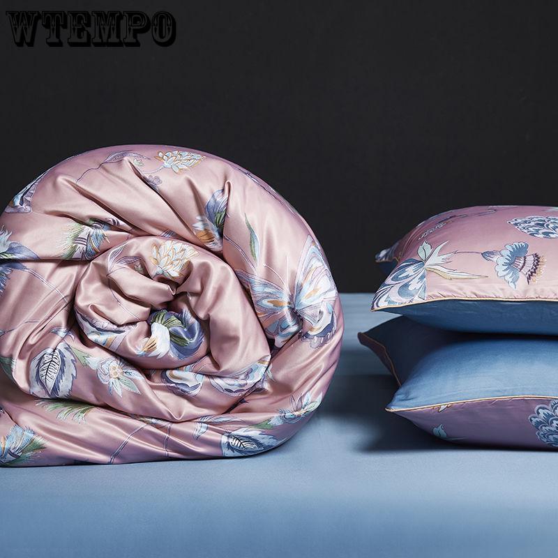 Quilt Cover Ice Silk Simulation Silk Solid Color Double Spell Simulation Silk Satin Soft Pillowcases