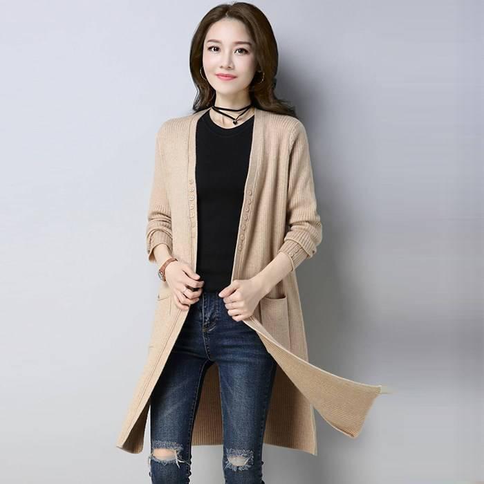 Long Cardigan Female 2019 Autumn Winter Women Sleeve Cardigan Sweater Knitted Cardigans Jacket Tops