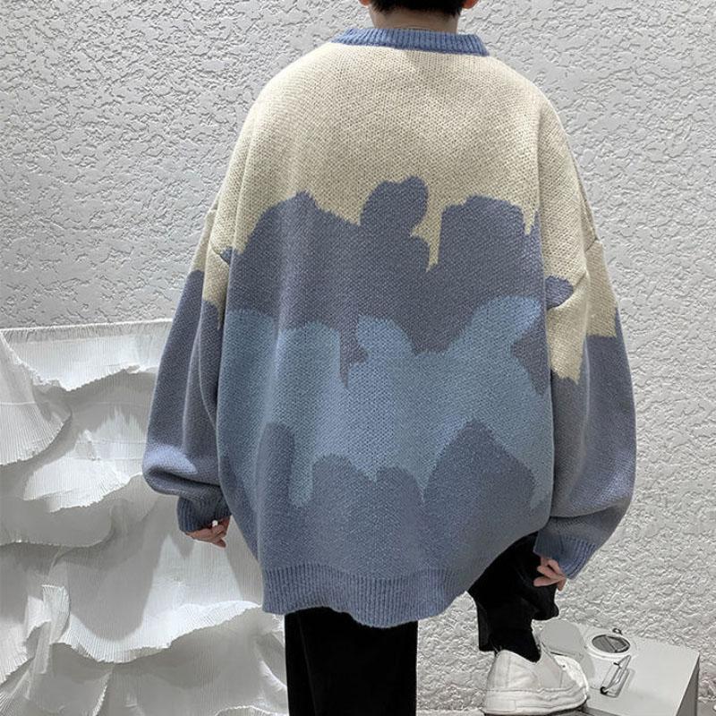 Autumn and Winter Thick Round Neck Sweater Men's Loose Jacket  Warm and Comfortable Knitted Sweater Clothes
