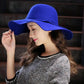 Women's Retro Big Brim Wool Blend Hat Bow Solid Color Warm Basin Hat Casual Vacation Felt Hat Elegant Top Hat