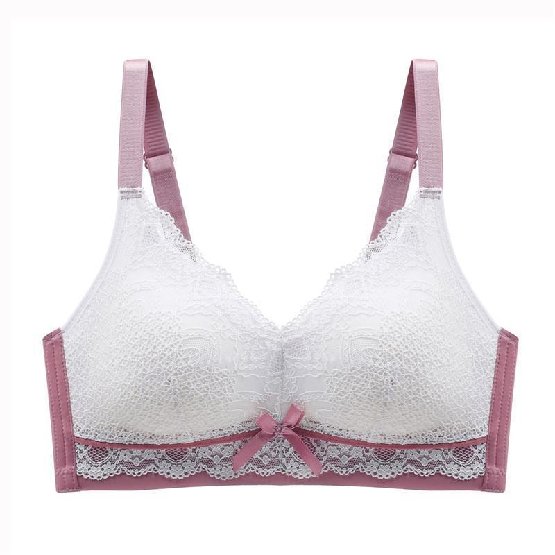 Women Latex No Steel Ring Thin Section Gathering Large Size Sexy Lace Adjustable Side Breast Breathable Adjustable Lace Trim Decorative Bra