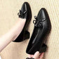 Black Soft Leather Non-slip Comfortable Single Shoes Low-heeled Women's Shoes Thick-heeled All-match Work Leather Shoes