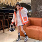 Girls' Warm and Windproof Autumn and Winter Jacket Quilted Padded Lamb Wool Sweater