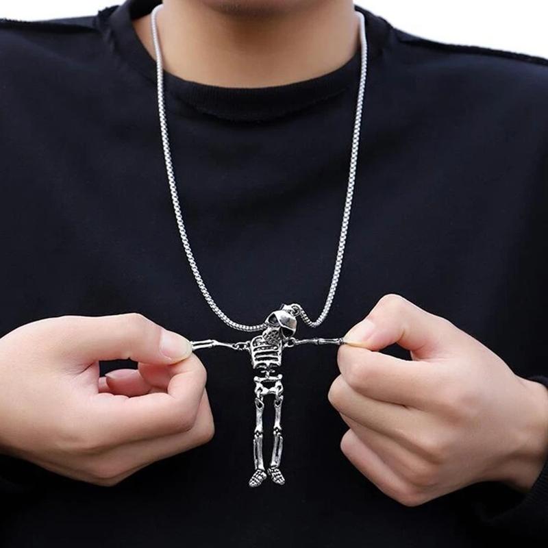 Black Skeleton Skeleton Men's Pendant Long Sweater Chain Couple Necklace Hip Hop Female Long Necklace Alien Personality Necklace Chain Necklaces