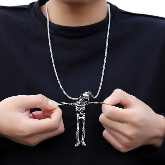 Black Skeleton Skeleton Men's Pendant Long Sweater Chain Couple Necklace Hip Hop Female Long Necklace Alien Personality Necklace Chain Necklaces