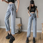 High-waisted Wide-leg Jeans Women's Loose Korean Style Students Slim  Thin All-match Straight Mopping Pants