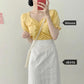 Two-piece Small Fresh Jacket Temperament Sweet Half-length Skirt Suit Female Short-sleeved Shirt + Half-length Skirt Lady Sweet Style Two-piece Suit