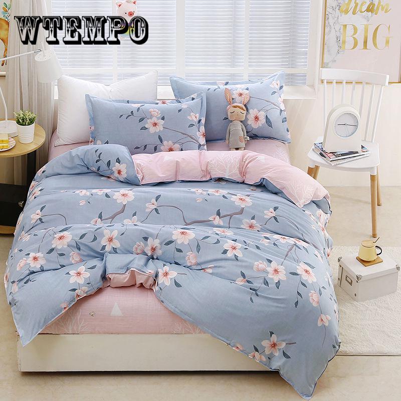 New Bedding Set Cloud Pattern Bedclothes Home Textiles Blue Bedspread Duvet Cover Set Flat Sheet