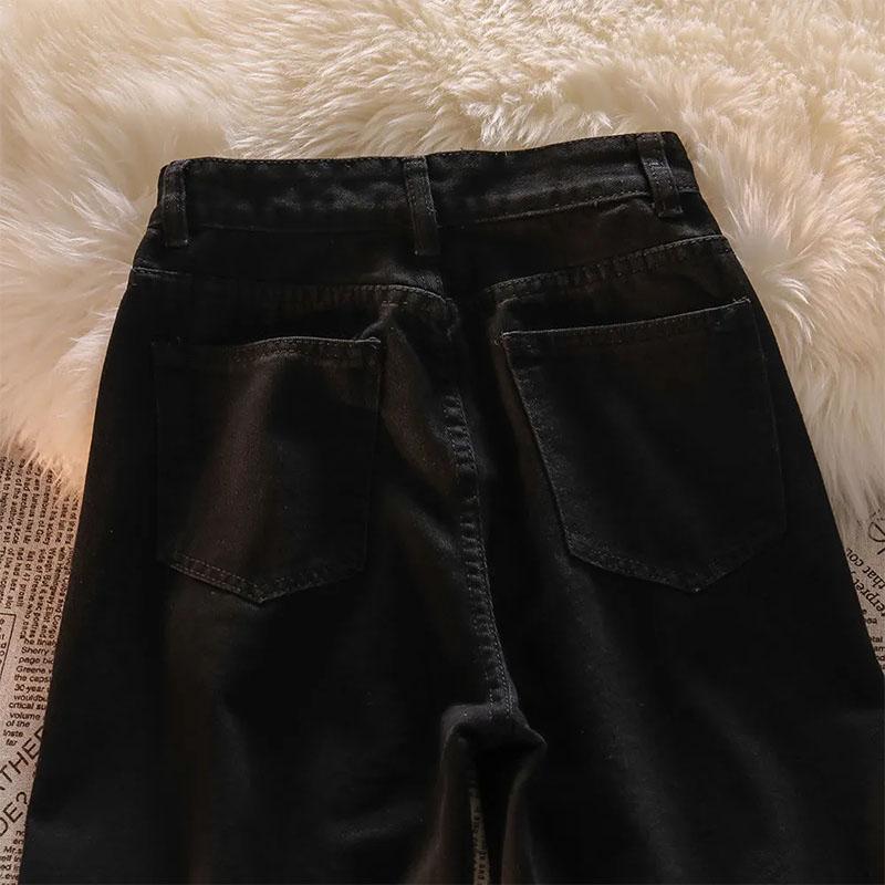 Women's Wide Leg Jeans Design Sense Autumn and Winter High Waist Slim Straight Pants Ins Black Pants