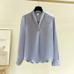 White Shirt Temperament Was Thin V-neck Long-sleeved Loose Solid Color Shirt Female Super Fairy Blouse Work Clothes Suit with Shirt