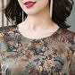 Mother's Clothing Spring and Autumn Round Neck Long-sleeved T-shirt Women's Floral Loose Top
