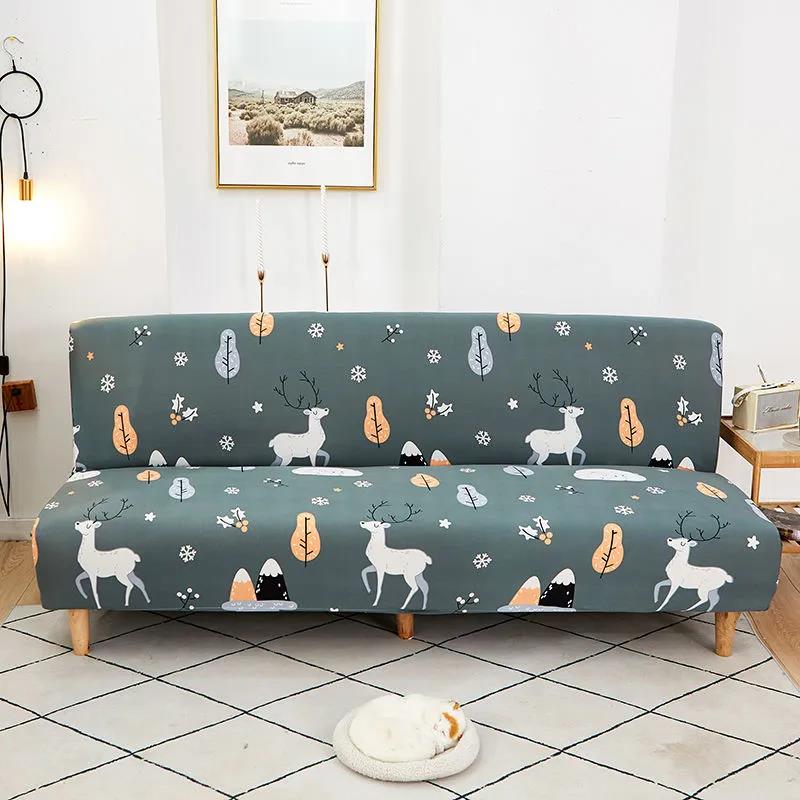 Nordic Style Folding Sofa Bed Cover Elastic All-inclusive Universal Armrestless Sofa Cover