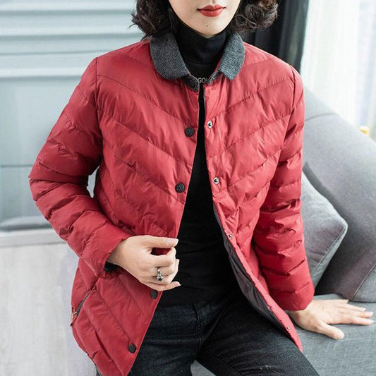 Down Cotton Lightweight Small Padded Coat Women Short Middle-aged Mother Thin Autumn and Winter Plus Size Padded Coat