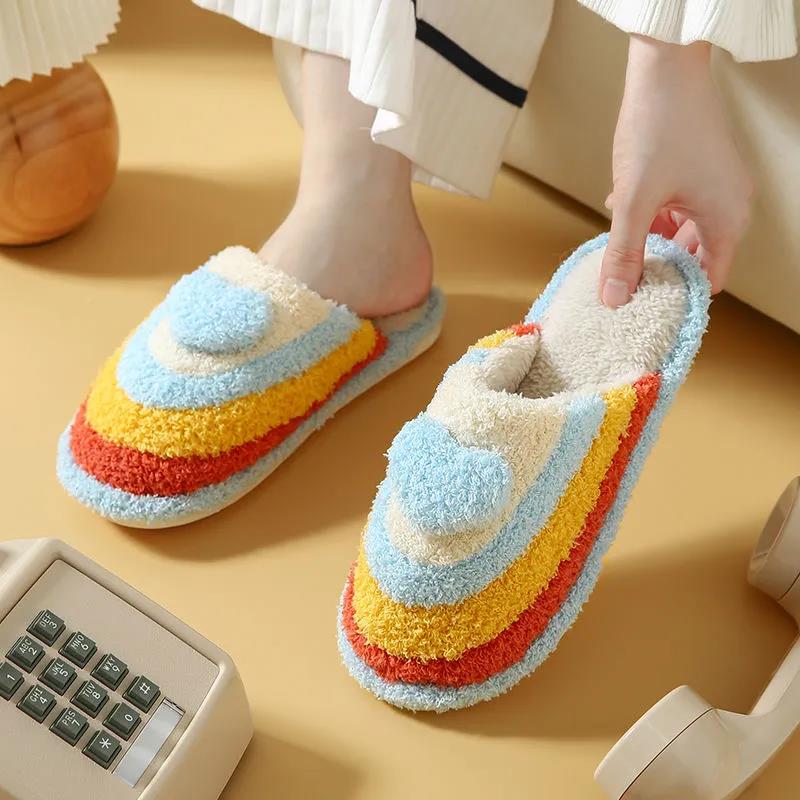 Autumn and Winter Pure Soles Cotton Shoes Indoor Dressing Plain Furry Shoes Fashion Casual Trend