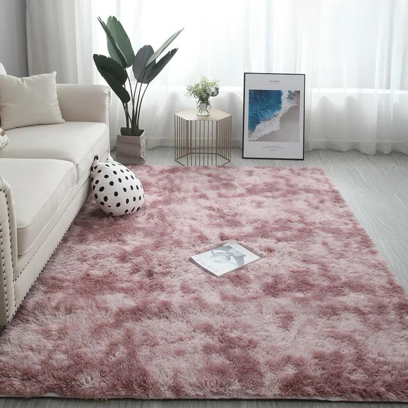 Living Room Carpet Solid Color Wool Cushion Bedroom Bedside Plush Carpet