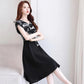 Summer Vestidos Women's New Black V-neck Stitching Loose Fit Slim Thin Dress Casual Temperament Mujer Dresses Female