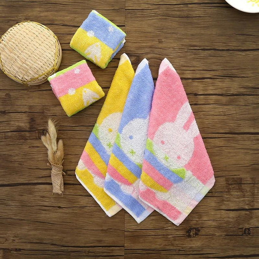 5 Packs Children's Towels Pure Cotton Square Towels Soft Cute Cartoon Absorbent Towels Bath Towels Hand Towels for Kids Bright Colors Hand Towels