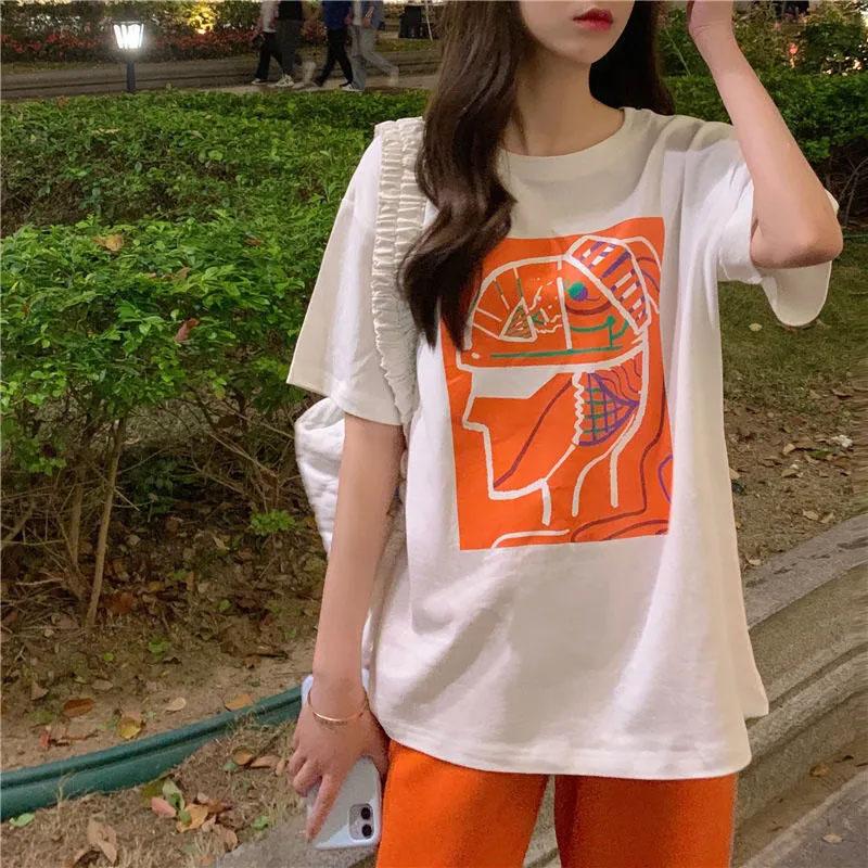 2PCS Women's Sports Suit Korean Version Loose T-shirt + Wide Leg Pants Two-piece Student Casual Suit