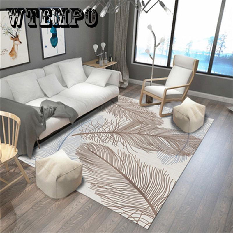 Bedside Carpet Modern Style Geometric Pattern Soft Washable Floor Mat