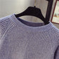 Autumn and Winter Fresh Style Bottoming Shirt Loose Knit Round Neck Jacket Fashion All-match Female Top