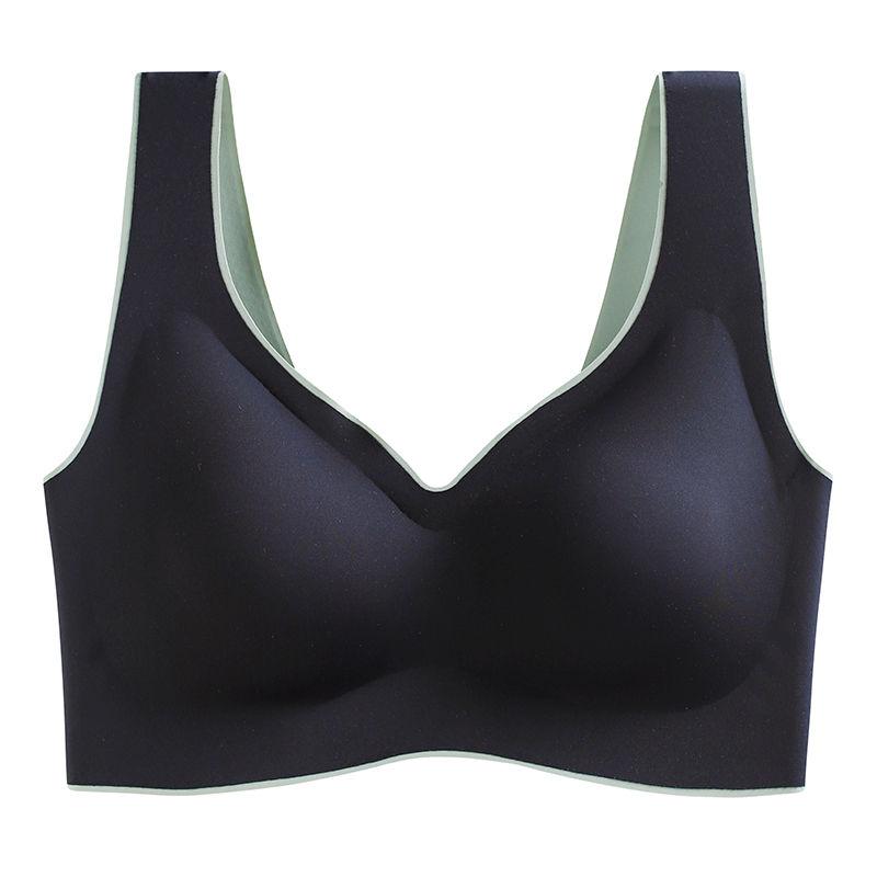 Latex Seamless Underwear Women's No Steel Ring Summer Thin Section Gather and Close The Milk Sports Vest Sleep Bra Latex Underwear Seamless
