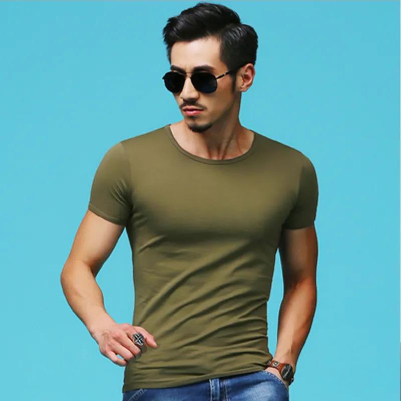 3 Pcs Men Slim T-shirt Stretch Tees Muscle Shirt Casual Pullover Half Sleeve Overshirt Solid Color Top Male Sport Clothing
