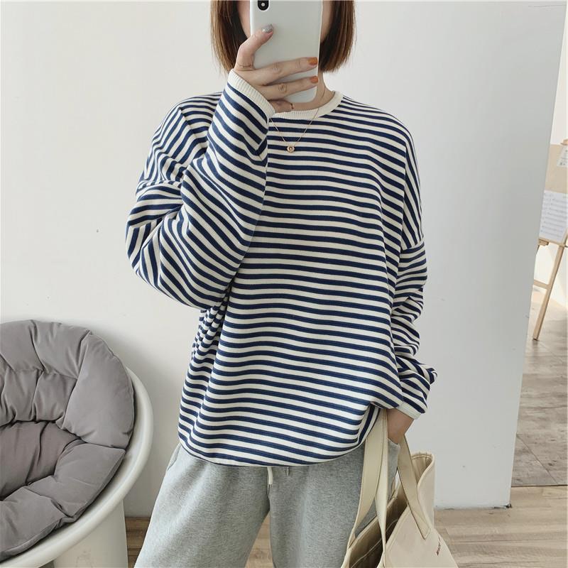 Women Striped Sweater Black and White Hoodie Oversize Casual Lazy Loose Sweaters Female Girls Korean Winter Autumn Fall Clothes Tops