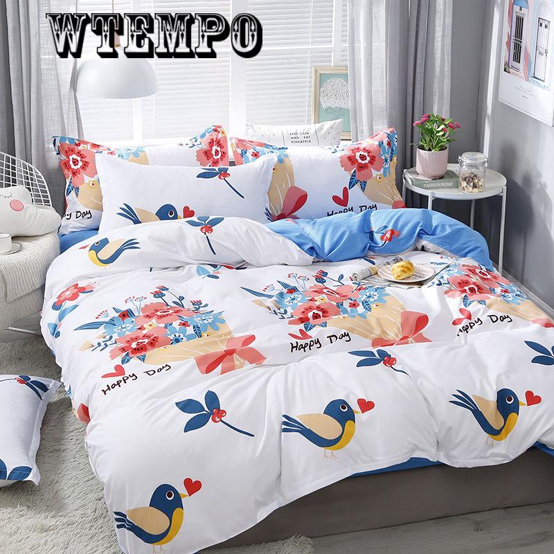 Printed quilt bedroom bedding household items set four-piece comfort cotton