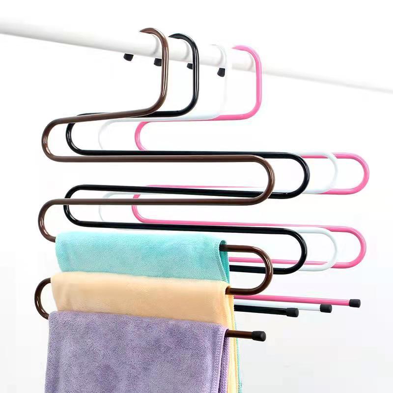 2PCS Household Multi-layer Pants Clip Magic Pants Rack Stainless Steel Multifunctional Wardrobe Pants Wrought Iron Clothes Hanger Bold Tie Towel Rack