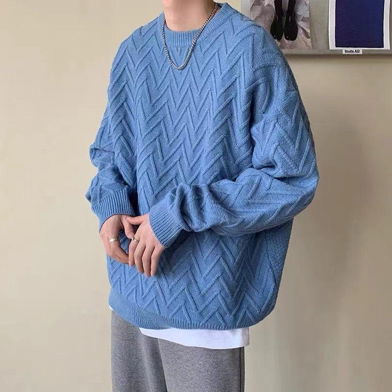 Men's Round Neck Sweater Autumn and Winter Warm and Comfortable Sweater Loose Top
