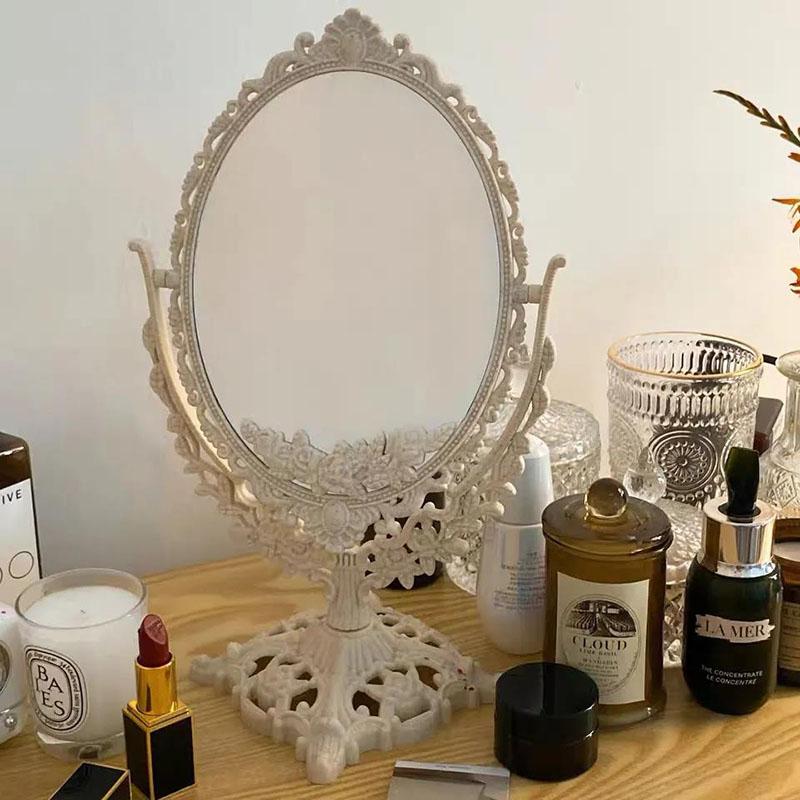 European Retro Embossed Double-sided Mirror Princess Mirror Vanity Mirror Bedroom Desktop Makeup Mirror